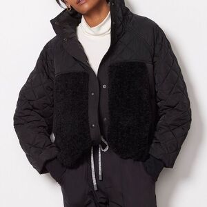 BlankNYC Jacket Womens Size Small Second Wind Puffer Black Quilted Faux Sherpa
